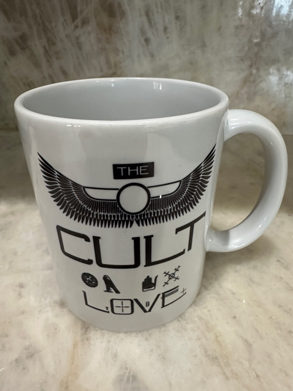 The Cult Love White Ceramic Mug - Black Graphic